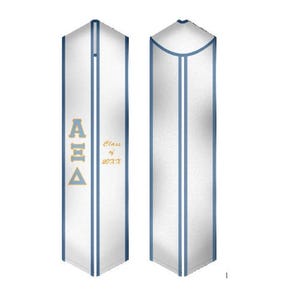 Alpha Xi Delta - Sorority Graduation Stole / Graduation Sash White