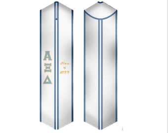Alpha Xi Delta - Sorority Graduation Stole / Graduation Sash White