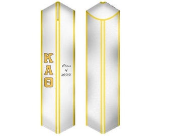 Estola de graduación de hermandad / faja de graduación blanca Kappa Alpha Theta