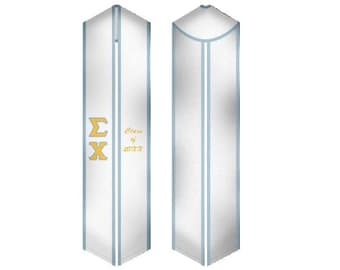 Estola de graduación de fraternidad/faja de graduación blanca de Sigma Chi