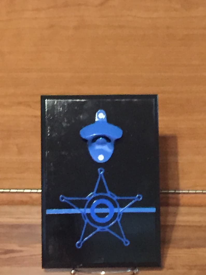 Bar Cap Catch Magnetic Graduation Thin Blue Line Fathers Day Bottle Opener Police Star Sheriff Man Cave Barware Wall Mount