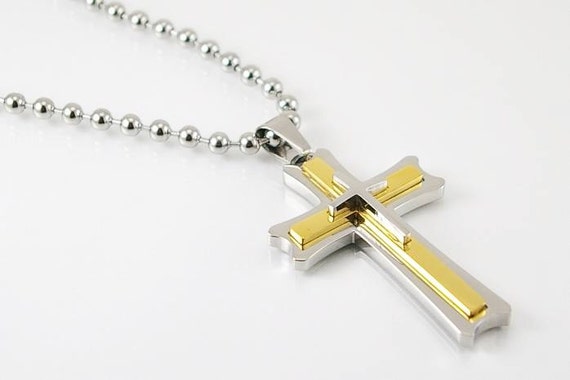 Collier Croix Acier Inoxydable Noir – Chaîne Réglable, Pendentif Classique Homme Femme