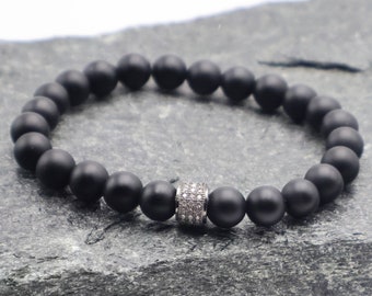 Bracelet pour homme en onyx noir, bracelet homme, bracelet pierre,bijoux homme, bracelet unisexe, bracelet extensible