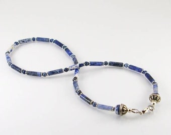 Natural sodalite mens necklace,mens necklace, men jewelry, sodalite necklace, unisex necklace, men gift,