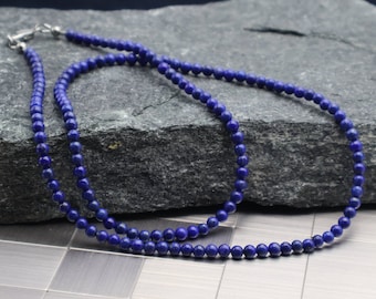 Natural 4mm lapis lazuli mens necklace,mens necklace, men jewelry, lapis lazuli necklace, unisex necklace, men gift,