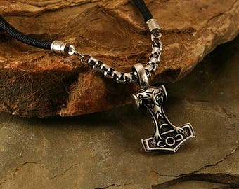 Thor Hammer men necklace, medieval pendant, men necklace, men pendant, men jewelry, medieval jewelry, hammer, men gift idea