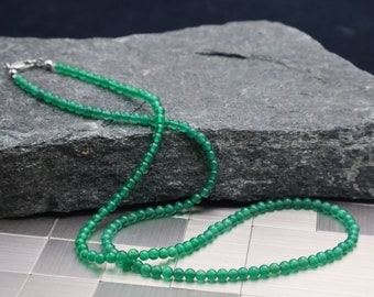 Natural 4mm  green onyx mens chain,mens necklace, men jewelry, green onyx necklace, unisex necklace, men gift,