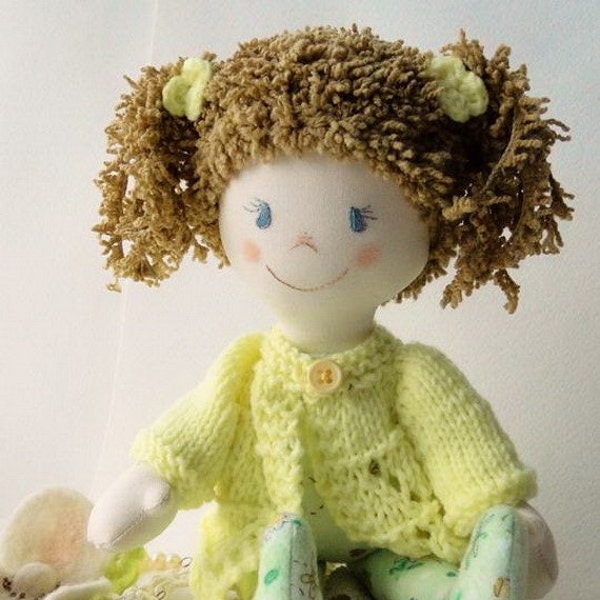 Spring Mimosa Flannel Doll / Handmade item / Author doll by Mamahobby / Natural clothes