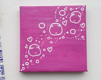 Belly Bubbles - MINI Acrylic painting on canvas 7x7cm, Carolyn Storey