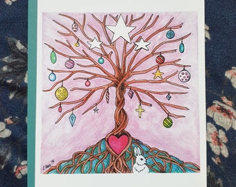 Tree Yuletide Greetings Card --Carolyn Storey