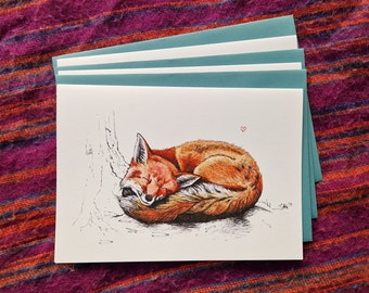 Sleeping Fox 3 Cards and Envelopes package - Carolyn Storey