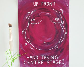 Taking Centre Stage, original Fat figurative Acrylic painting, Carolyn Storey