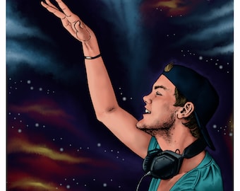 Tim (Magic Hand) Cosmic version, 2019 - avicii art print, Carolyn Storey