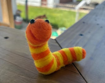OOAK Needle Felted Worm Shoulder Pet Magnet | Handmade Wearable Creature Art