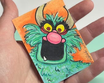 Big Mean Carl ACEO Original Art Muppets Trading Card