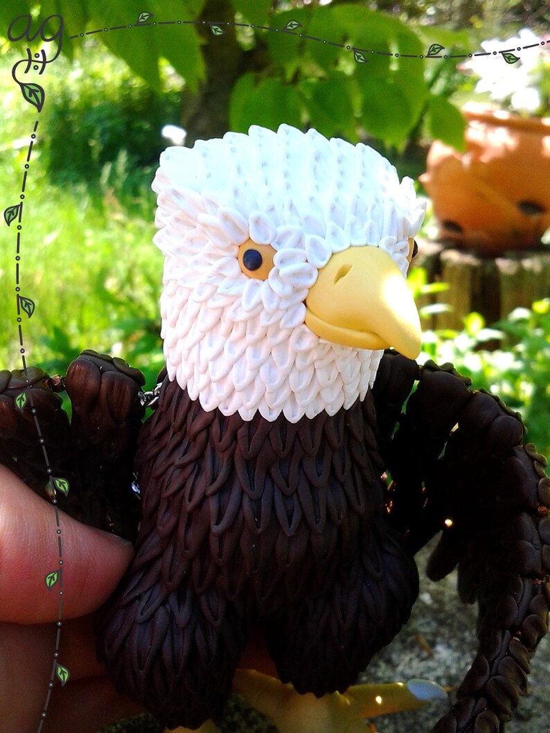 Bald Eagle Articulated Sculpture Handmade Polymer Clay One Etsy