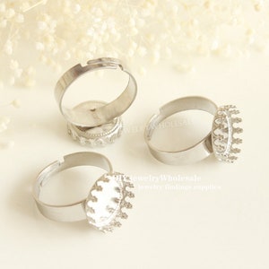 20pcs in acciaio inox corona lunetta di anelli 12mm/15mm/20mm anello in acciaio inox anello Base, 12mm Lunetta Ring, anello pianura impostazioni