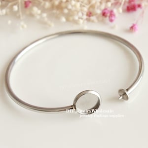 2 Stück 8mm 316 Edelstahl Armband Basis Einstellungen, Edelstahl-Armband-Tabletts, Edelstahl Lünette Rohlinge Armband