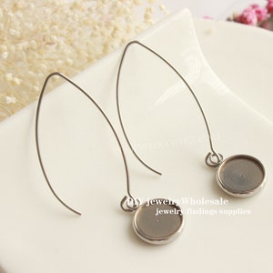 20 stuks verdikken chirurgische stalen oorbel blanco, bezel franse oorbel bases, oorbel roestvrij stalen basis, franse earwires haak met ronde pad
