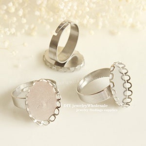 20pcs Stainless Steel lace lace oval 13X18mm 18X25MM Bezel Ring Blanks, Ring Settings Stainless Steel Ring Base, Ring Bezel, Ring Settings