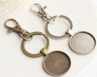 5 set fotonyckelringar DIY-kit 20 mm, 25 mm, 30 mm, nyckelringstillbehör, hängstycke, nyckelringar, tom ram, basinfattning, nyckelringskedjor
