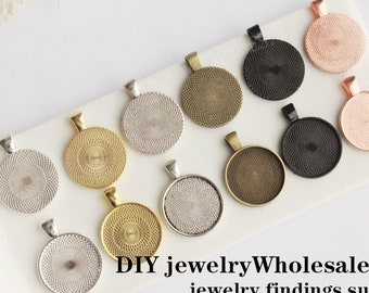 10pcs Zinc Alloy 30mm Bezel Setting, Pendant Trays Base,  Bezel Charms Bezels, Cabochon Setting,Jewelry Pendant Blanks Suppliers