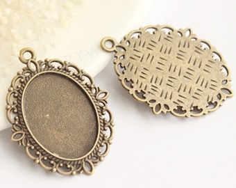 10pcs Oval 18x25mm Pendant Bezel Settings, Glass Pendant Base, Jewelry Pendant Blanks Suppliers, Pendant Trays