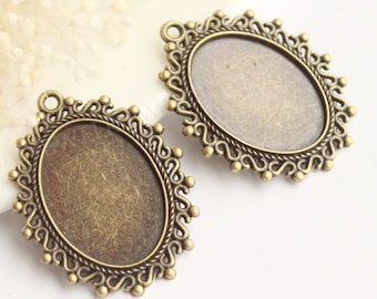 10pcs 18x25mm Retro Oval Pendant Bezel Settings, Glass Pendant Base, Jewelry Pendant Blanks Suppliers, Pendant Trays