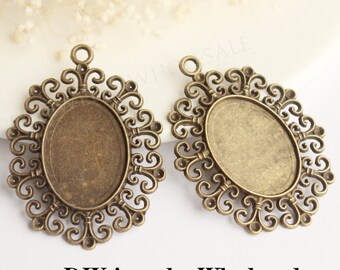 10pcs 18x25mm Antique Bronze Oval Pendant Tray, Bezel Settings, Blank Pendant, Glass Pendant Base, Jewelry Pendant Blanks Suppliers