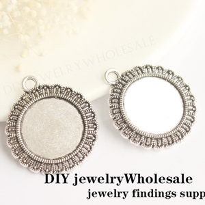 20pcs  20mm Antique Bronze / antique silver Pendant Blanks Settings, Round Bezel Pendant Trays, DiY Round Bezel Pendant Trays Base