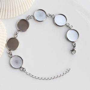 5 unids 8mm-25mm ajustes de la base de la pulsera de acero inoxidable, bandejas de pulsera de acero inoxidable, en blanco de la pulsera del bisel