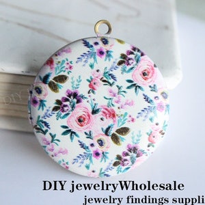 1pcs 33mm Handmade Floral Locket - Antique Bronze Brass Photo Pendant Locket