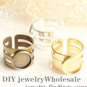 10pcs 12mm Rings Setting,12mm Ring Bases, Adjustable Rings, Pad Ring Blanks, Adjustable Ring Blank with,Round ring blanks