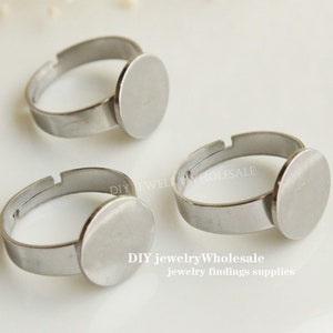 10pcs in acciaio inossidabile rotondo lunetta anelli grezzi, 12mm impostazioni anello in acciaio inossidabile base, 12mm ring bezel, plain ring impostazioni