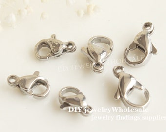 50pcs Stainless Steel Lobster Clasp Claw 10mm / 11mm / 12mm