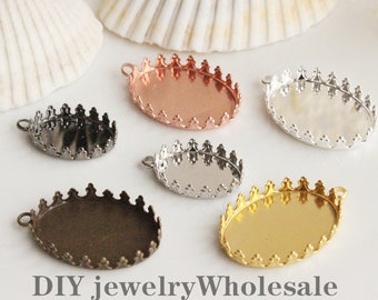 20pcs 13x18mm/18x25mm Pendant Base Settings Blanks ,Round Bezel Cups,connector,Charms Bezels trays