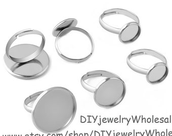 20pcs Stainless Steel Round Bezel Ring Blanks 8mm - 25mm Ring Settings Stainless Steel Ring Base,Ring Bezel,Plain Ring Settings