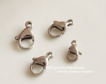 50pcs Stainless Steel Lobster Clasp Claw 10mm / 11mm / 12mm  Lobster Clasp, Stainless Steel Lobster