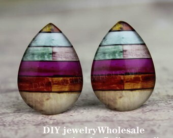 4pcs 18x25mm Handmade Photo Teardrop Glass Cabs Cabochons SDXY8-4