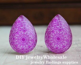 4pcs 18x25mm Handmade Photo Teardrop Glass Cabs Cabochons SDXY8-4