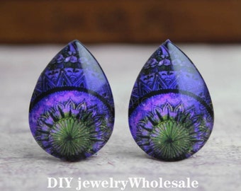 4pcs 18x25mm Handmade Photo Teardrop Glass Cabs Cabochons SDXY8-4
