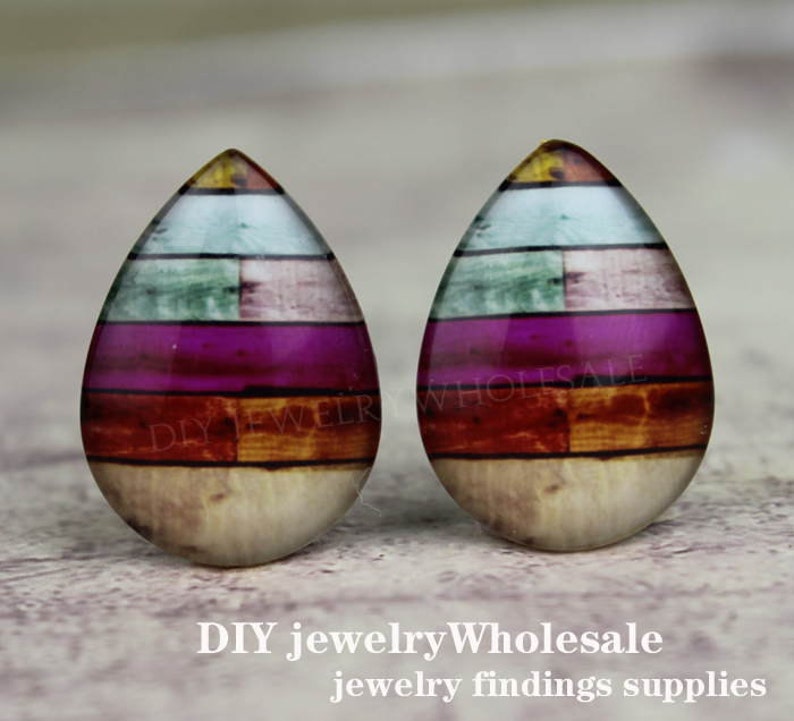 4pcs 18x25mm Handmade Photo Teardrop Glass Cabs Cabochons SDXY8-4
