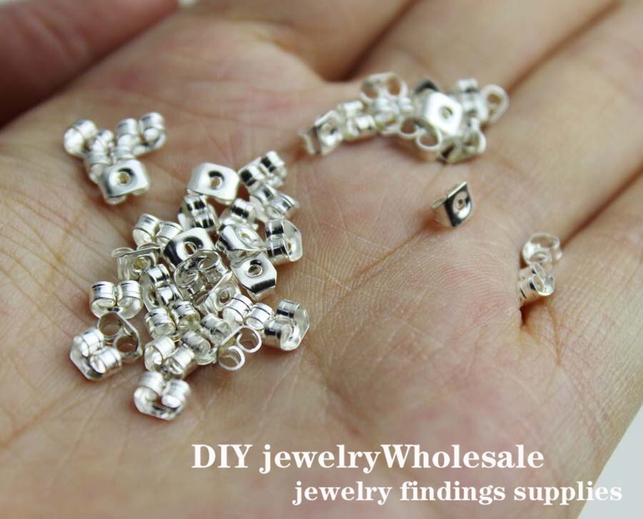 300pcs 5mm Silver Plated Earring Studs Back Stoppers - Etsy
