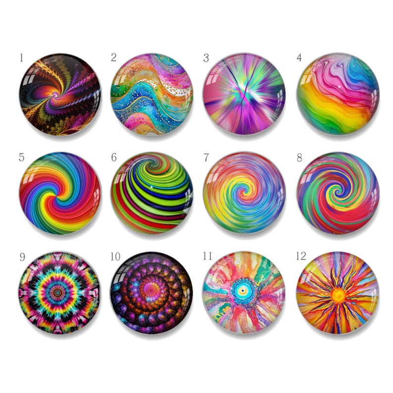 Vortex, Geometric Image Handmade Photo Glass Cabochon, 10mm 12mm 14mm ...