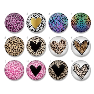 Handmade Leopard Print photo glass Cabochon, 10mm 12mm 14mm 16mm 18mm 20mm 25mm 30mm 35mm 40mm Heart Leopard Cabochons- xy2510