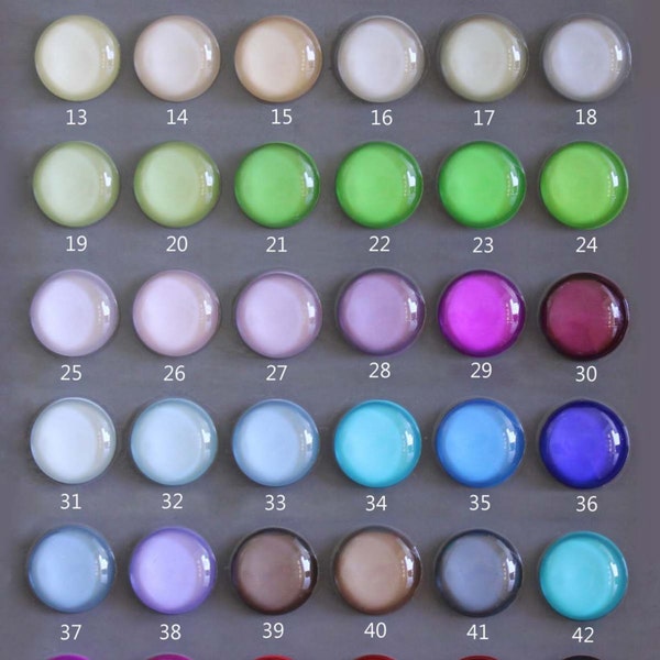 Colores puros, varios colores, cabujones de vidrio fotográfico redondos hechos a mano de 10 mm, 12 mm, 14 mm, 15 mm, 16 mm, 18 mm, 20 mm, 25 mm, 30 mm. Cabujón de vidrio - 699