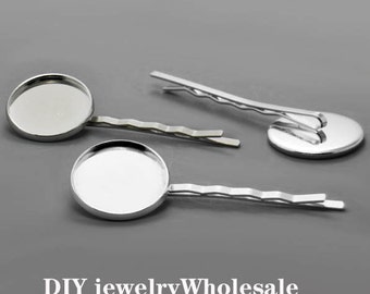 10pcs de 12 mm plateado horquilla con camafeo Base configuración