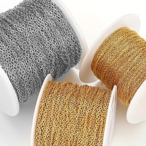 Chaîne plate en acier inoxydable 316L, chaîne en acier inoxydable/chaîne, chaîne de fabrication de bijoux, chaîne en vrac, hypoallergénique non ternissant