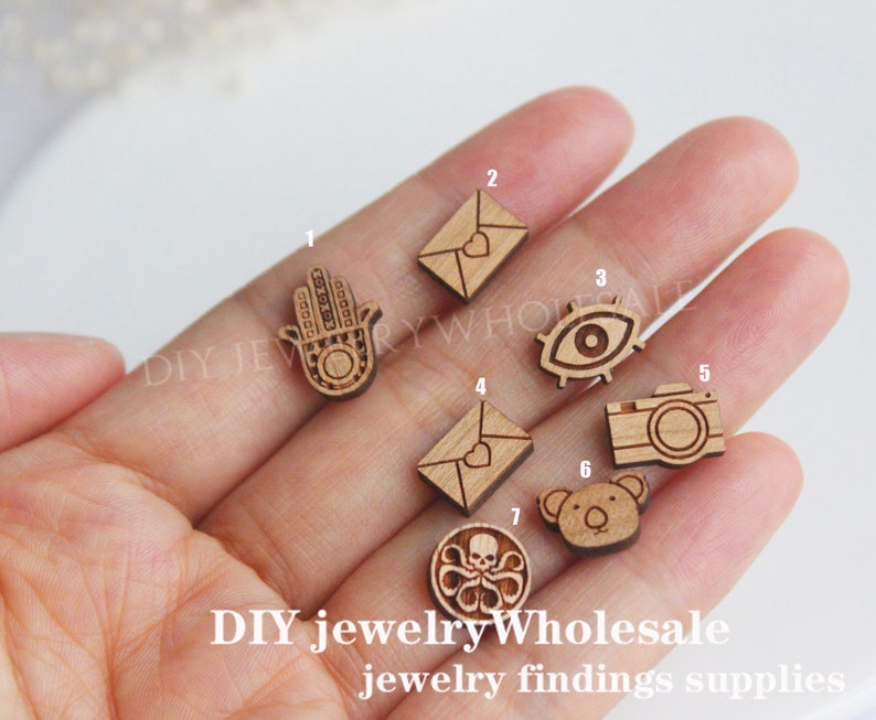 4pcs DIY Wood Charms Pendant Etsy
