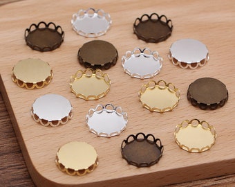 20pcs 10-30mm dentelle Antique Bronze Pendentif Réglage Blanks DiY Round 12mm Bezel Pendentif Trays Base